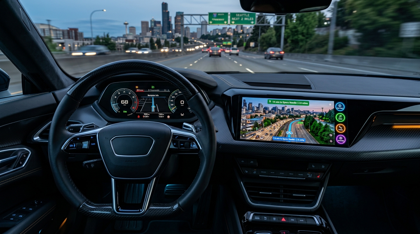 4 Phím nổi Tesla Cockpit dính mép viền không che khuất bản đồ dẫn đường